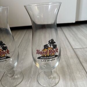 Set of 2 Hard Rock Cafe Hurricane Cocktail Glass Las Vegas Logo